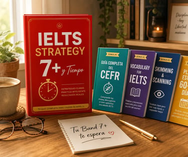 La guía IELTS Estrategia 7+ y Tiempo con los bonos incluidos